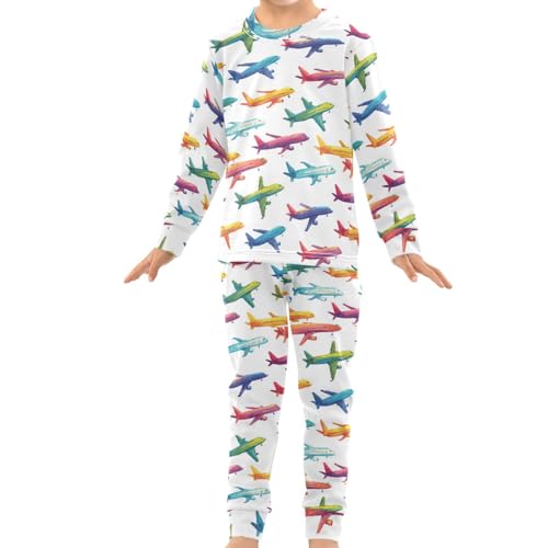 Pigsaly Pajama Set 2 Piece Green Pink Yellow Airplanes Pajama Sets Long Sleeve Pjs Sleepwear 3T3