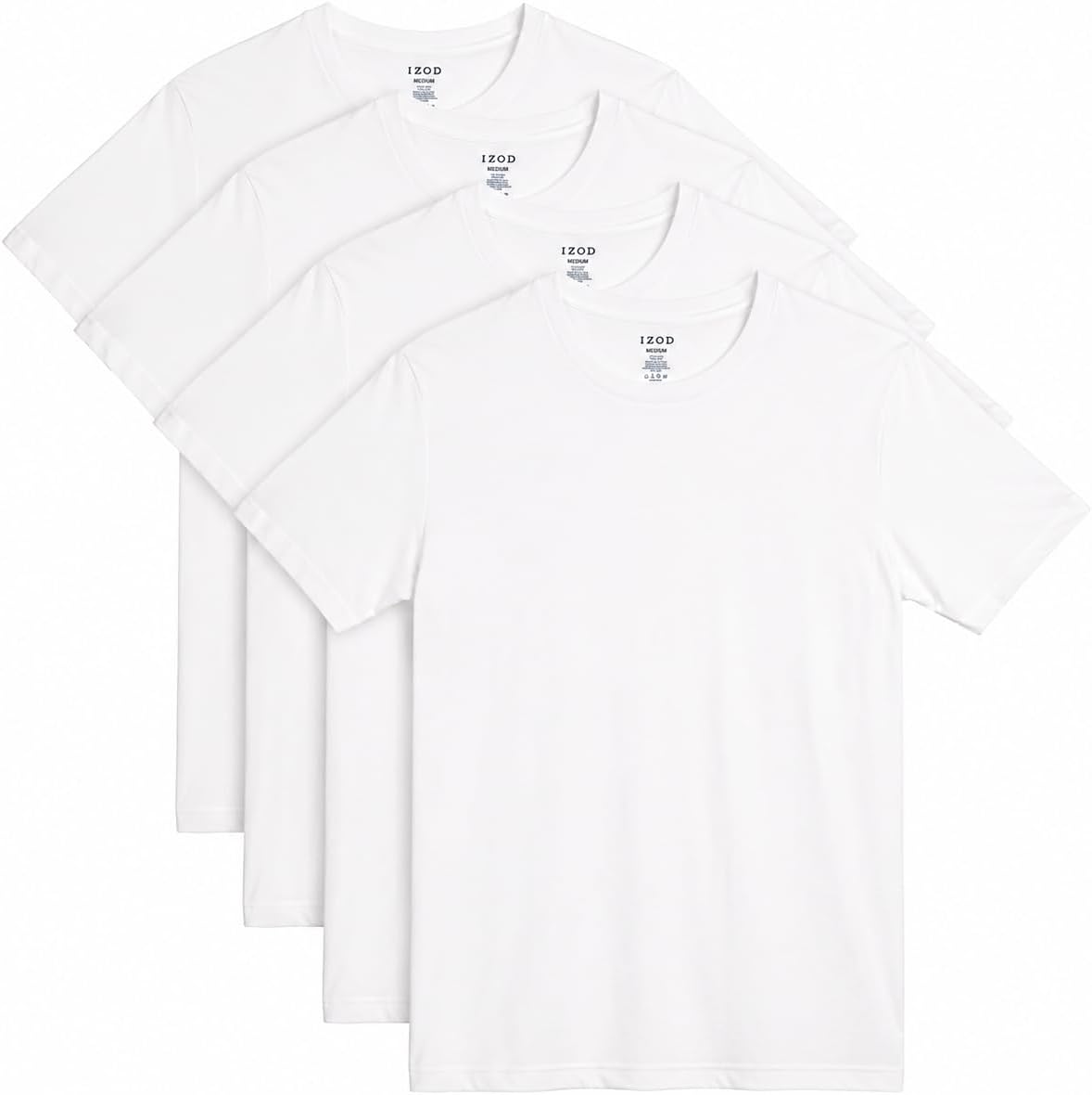 IZOD Mens Undershirts - 4 Pack Soft Cotton Tag Free Classic Crew Neck and V-Neck Short Sleeve Undershirts for Men Pack