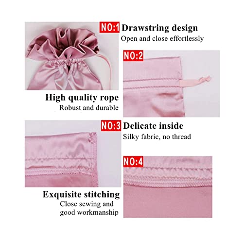 Custom Personalized Satin Hair Bag, Customize Your Own Logo Image Design Silk Gift Drawstring Bags for Wedding Party Christmas (20 Pcs/Lot, Black)3