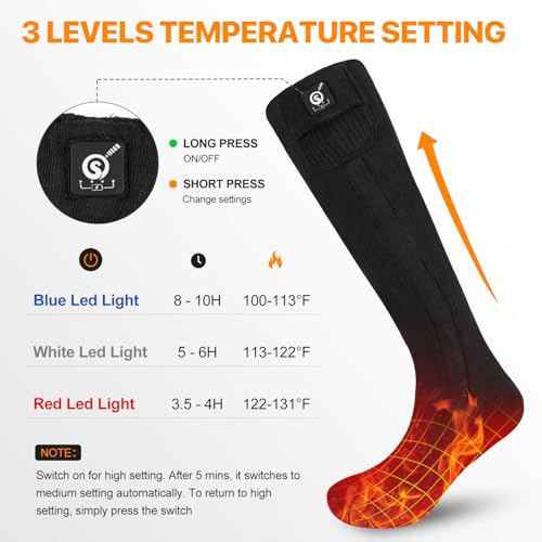 image for SNOW DEER Upgraded Heated Socks 7.4V 2200MAH Electric Rechargeable Bat