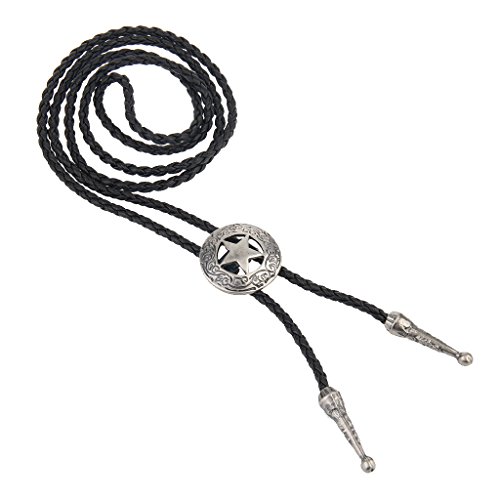 COOLLA Bolo tie- Handmade Star Western Cowboy Black Vintage Turquoise Pendant for Women,Men3