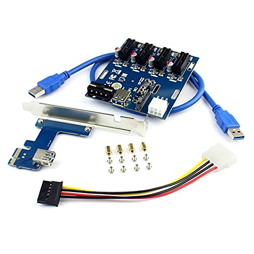 PCIe 1 para 4 compartimentos PCI Express 1X Riser Card Mini ITX para adaptador externo 4 PCI-e slot