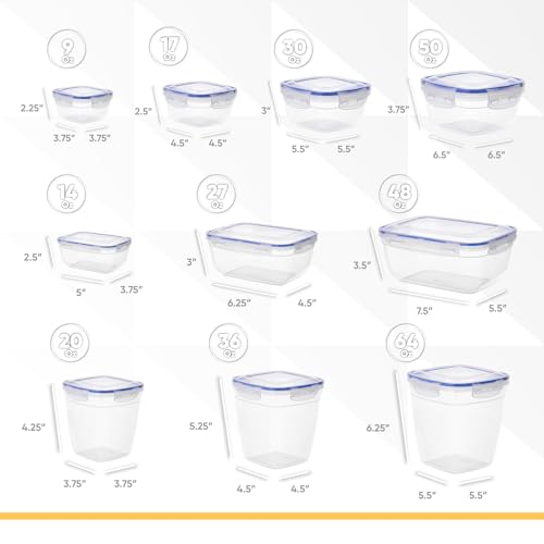 Image of Superio Plastic Food Storage Container Set, BPA Free, Sealed Containers with Airtight Lids for Pantry, Cupboard, and Fridge- Microwave and Dishwasher Safe (10) (10 Pack)