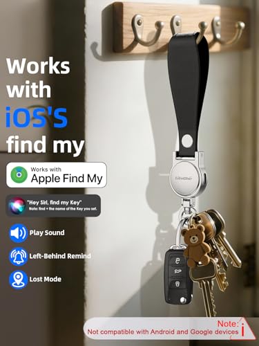 Image of Keychain, Works with Apple Find My, Leather Car Keychain Key Holder Key Chain with Anti-Lost Keys Finder Tracker