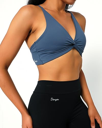 Image of Danysu Backless Sports Bra Soft Workout Tops with Removable Padded Yoga Training Bras Strappy Going Out Top