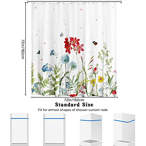 Lemoistars Floral Shower Curtain Waterproof Fabric Shower Curtain For Bathroom 72X72Inch Machine Washable Heavy Weighted Hem Bathroom Curtains With 12 Hooks #TOP5