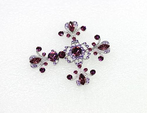 Image of Faship Purple Rhinestone Crystal Cross Crucifix Pin Brooch Pendant Easter Religious Catholic - Purple