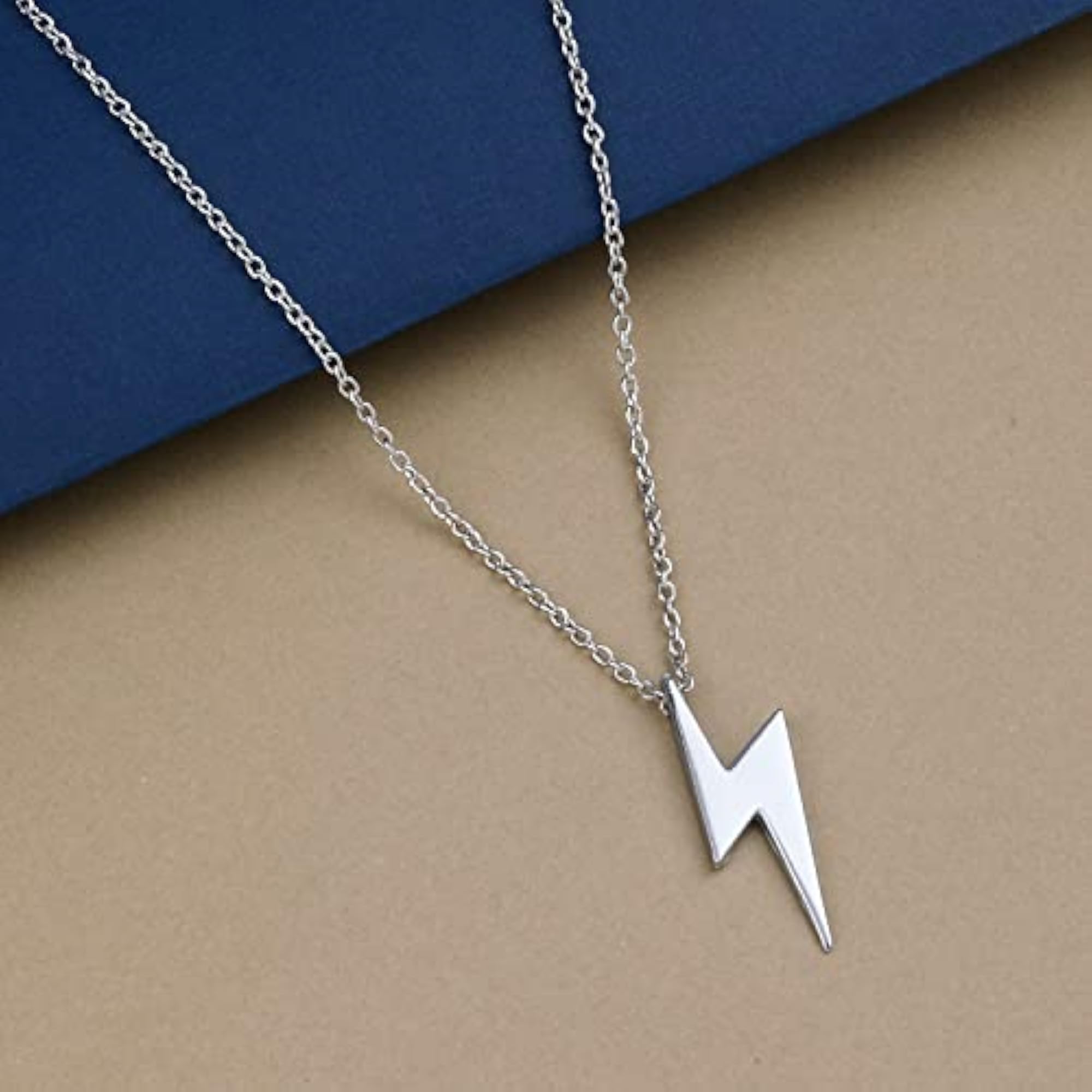 Zig Zag Flash Lightning Solid Multi Geometric Fancy Pendant Chain