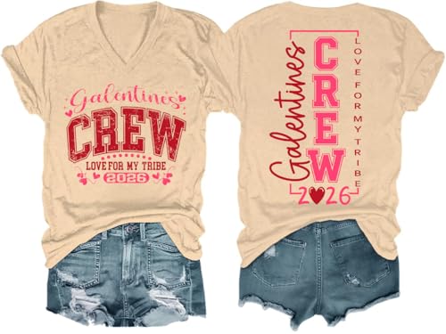 Galentines Crew 2026 Shirt Galentines Day Tshirt Love for My Tribe Valentine Graphic Tee for Women