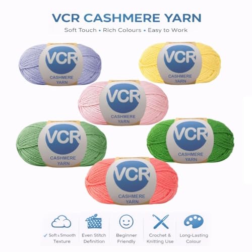 Image of VCR Beige Cashmere Knitting Yarn, 100 Grams Hank, 265 Meters Length, Acrylic 75% and Nylon 25%, Soft Crosia Thread for Crochet and Knitting, Suitable for Sweaters, Pullovers and Jackets