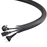 Braided Cable Sleeve 25ft - 1/4 Inch 1/2 Inch PET Cable Management Sleeve Cables Organizer for Wrap and Protect Cables - Black Wire Loom Tubing