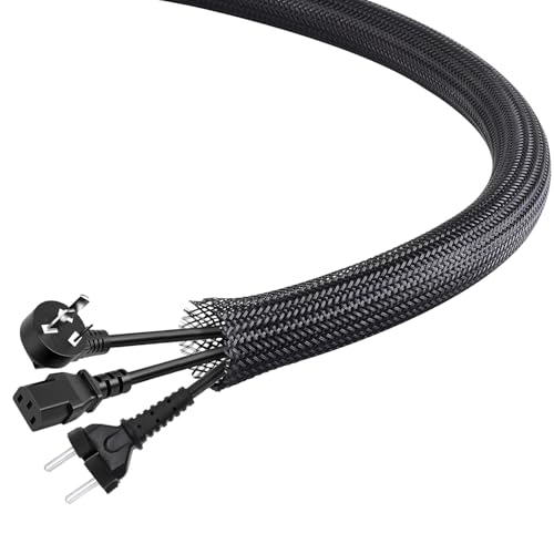 PET Expandable Braided Sleeving 50Ft-1/2 & 1/4 inch Wire Loom, Aibole Braided Cable Sleeve Wire Wrap,Black