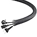 Braided Cable Sleeve 25ft - 1/4 Inch 1/2 Inch PET Cable Management Sleeve Cables Organizer for Wrap and Protect Cables - Black Wire Loom Tubing