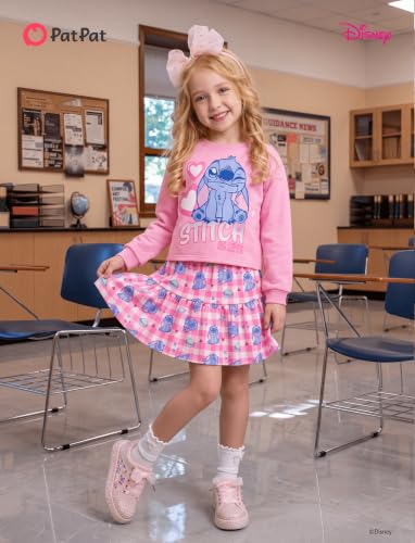 Image of Disney Girls' 2-Piece Outfit Sweatshirt Top & Pleated Skirt Set 2-9Y