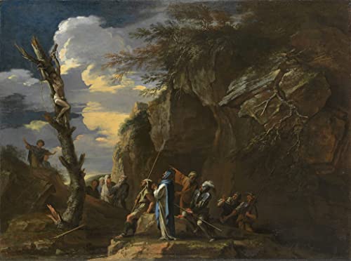 Impression d'affiches Crucifixion de Polycrate par Salvator Rosa toile 60x90cm