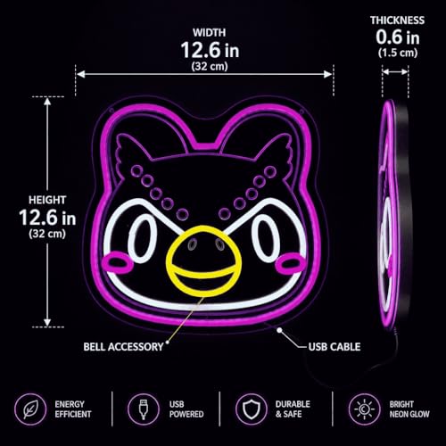 Image of Animals Kawaii Dog Girl LED Neon Sign, 13 inchx12.6 inch | Cute Animal Character Wall Decor, USB Powered Night Light, Gamer Room Bedroom Desk, Bell Hair Accessory Design