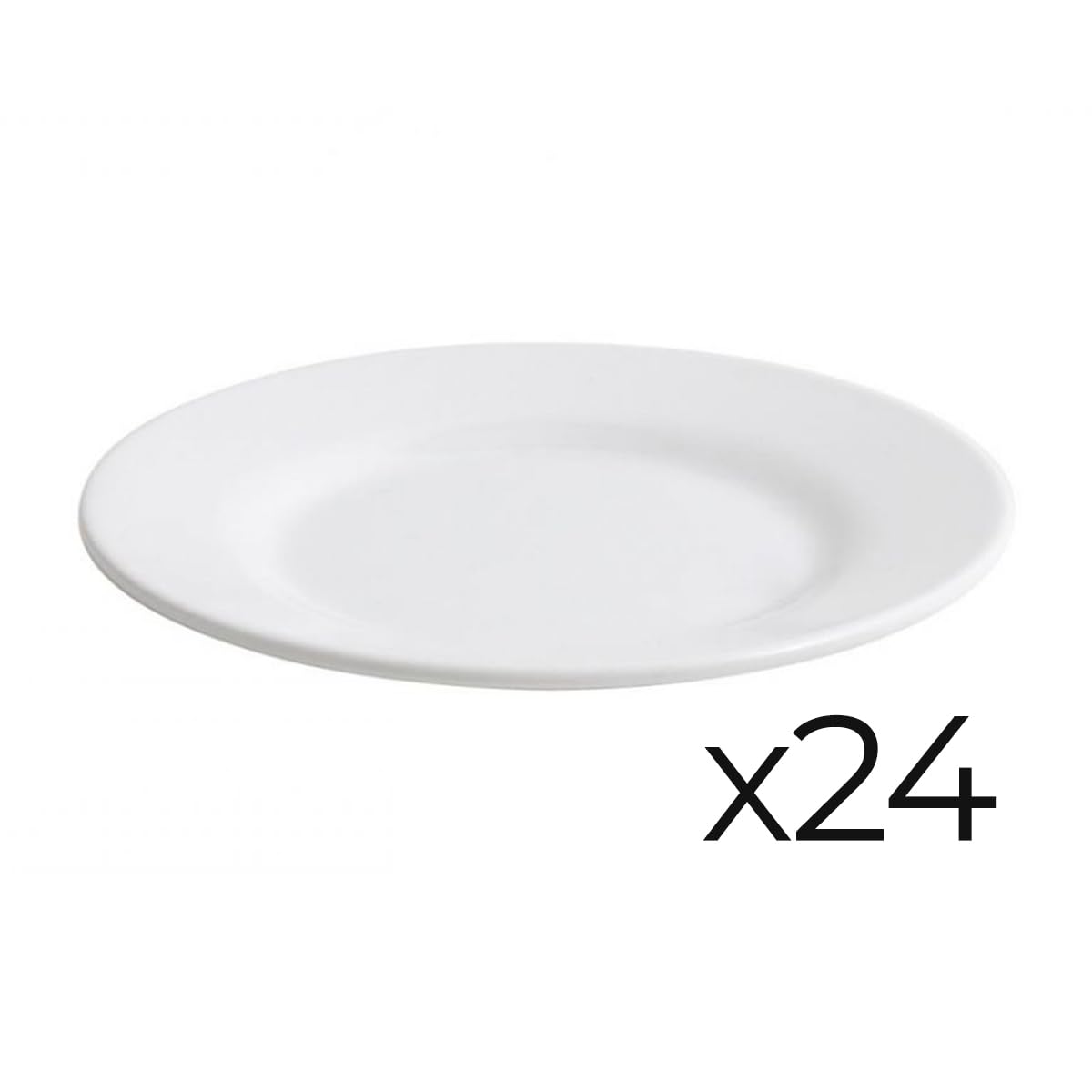 Lot de 24 assiettes pains AVA rondes 170g, plat pour servir des tranches de pain, salade et dessert en porcelaine blanc - diamètre 15,3 x hauteur 2 cm