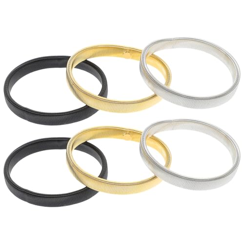 WRITWAA 6 Piezas de Brazaletes Elásticos de Metal para Hombres, Ligas de Camisa Ajustables Antideslizantes, Puños de Mangas en Negro, Dorado y Plateado, Accesorios Versátiles para Oficina