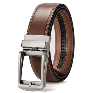 BOSTANTEN Mens Belt Leather Ratchet 1 3/8” Belt For Men Gift Dress and Casual with Adjustable Buckle, Trim to Fit