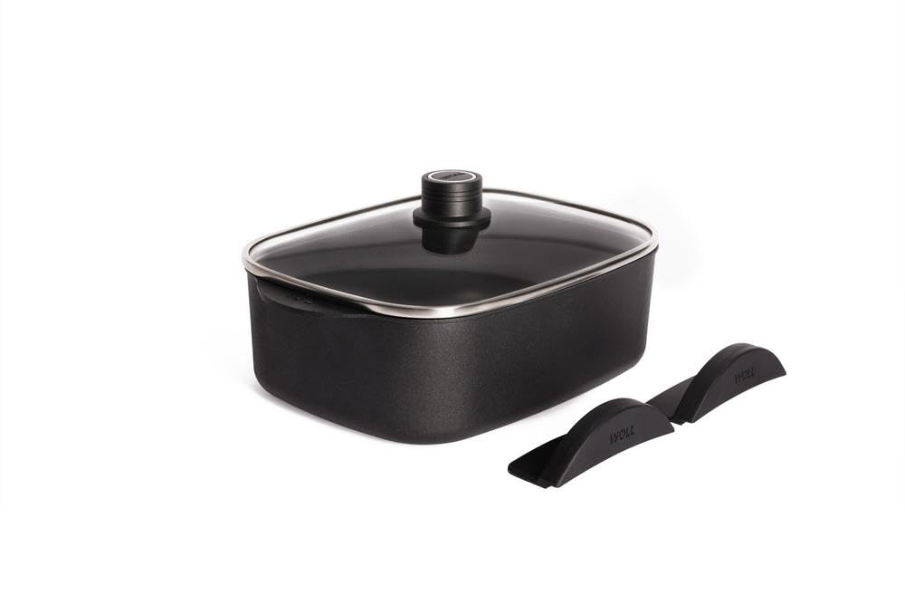WOLL – Eco Logic QXR Bräter 29 x 22 cm, 4,5 l, 10 cm hoch, mit 2 Hebegriffen – PFAS-freier Antihaft-Bräter, backofenfest – Induktionsbräter – Auflaufform – Schmortopf, Schwarz