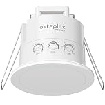 Oktaplex Noa Détecteur de présence pour montage au plafond 360 degrés 24GHz IP65 Radar détecteur de mouvement 6m capteur de présence adapté pour salle de bain encastré plat blanc 230V