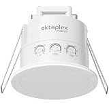 Oktaplex Noa Präsenzmelder Decke 360 Grad 24GHz IP65 Radar Bewegungsmelder 6m Anwesenheitssensor Badezimmer geeignet Unterputz flach weiß 230V