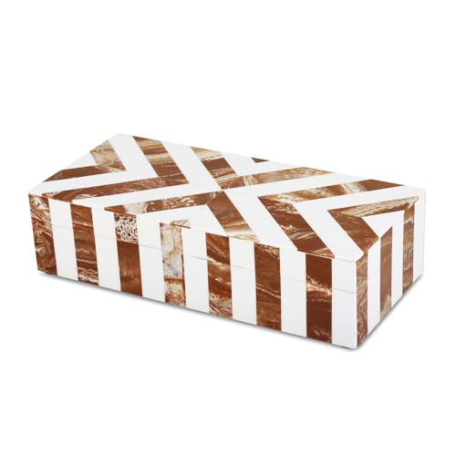 Image of Handicrafts Home Chevron Collection, Storage Organizer Decorative Box Multipurpose Gift - Chevron Brown 10x4.5x2.5 inch