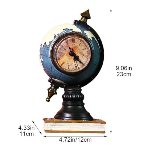 Reloj de sobremesa vintage de metal con esfera de mapa mundial para organizar el tiempo con estilo 3