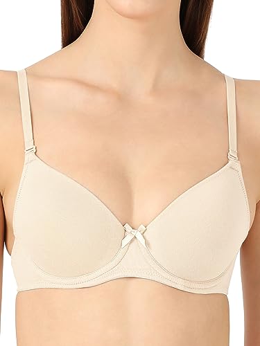 Image of Jockey 1245 Women Under-Wired Padded Super Combed Cotton Elastane Stretch Medium Coverage T-Shirt Bra with Detachable Straps