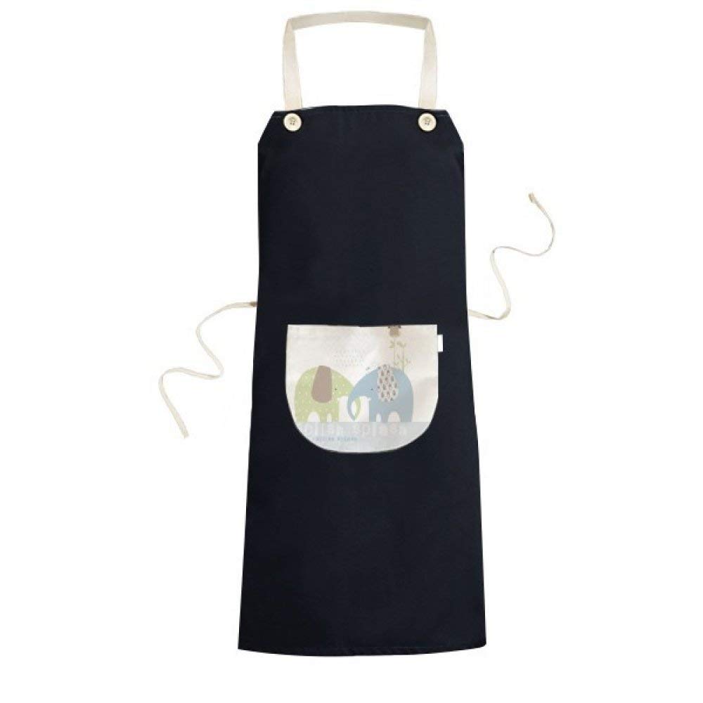 Tablier de cuisine noir bavoir de poche motif splash blue elephant green