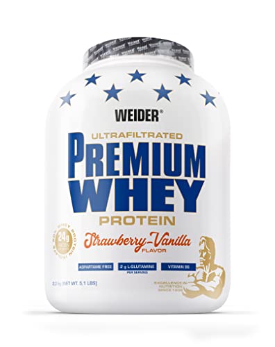 Weider Premium Proteína de Suero de Leche, Sabor Fresa Vainilla - 2300 g