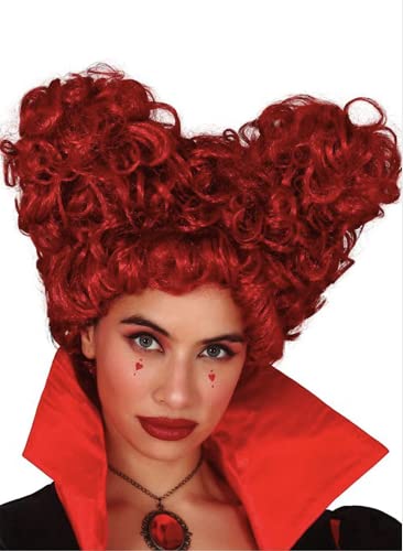 Perruque rouge en forme de cœur style rococo et baroque pour femme