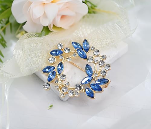 Image of Gyn&Joy Clear Crystal Rhinestone Floral Wreath Pin Brooch BZ005