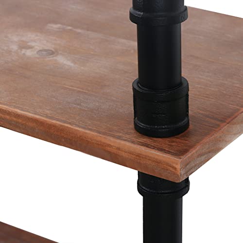 Houseaid 3 Tier Industrial Pipe Etagere Bookcase, Rustic Farmhouse Standing Shelf, Real Pine Wood Open Shelves For Living Room, Bathroom And Kitchen, Wall Mounted, Matte Black (39.4”×31.5”×11.8”) #TOP3