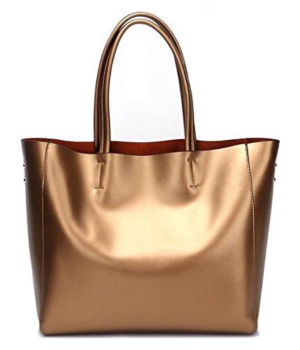Covelin Women's Handbag Genuine Soft Leather Tote Shoulder Bag Hot Bronze