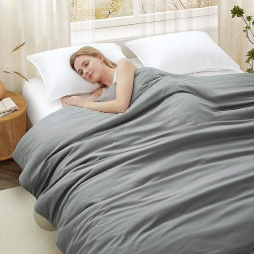 KKJIAF Grey Cotton Duvet Cover for Weighted Blanket 60x80