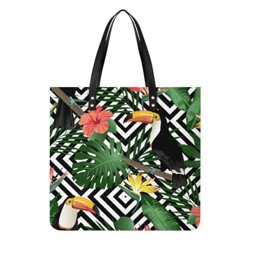 Tote bag oiseau bougainvillier grand sac à main shopper de voyage en tissu pour femmes