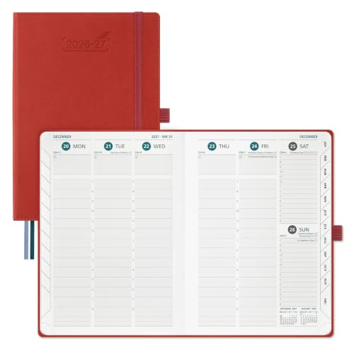BEZEND A5 Diary 2026-2027 Week to View with Vetical Timeslots Hardback