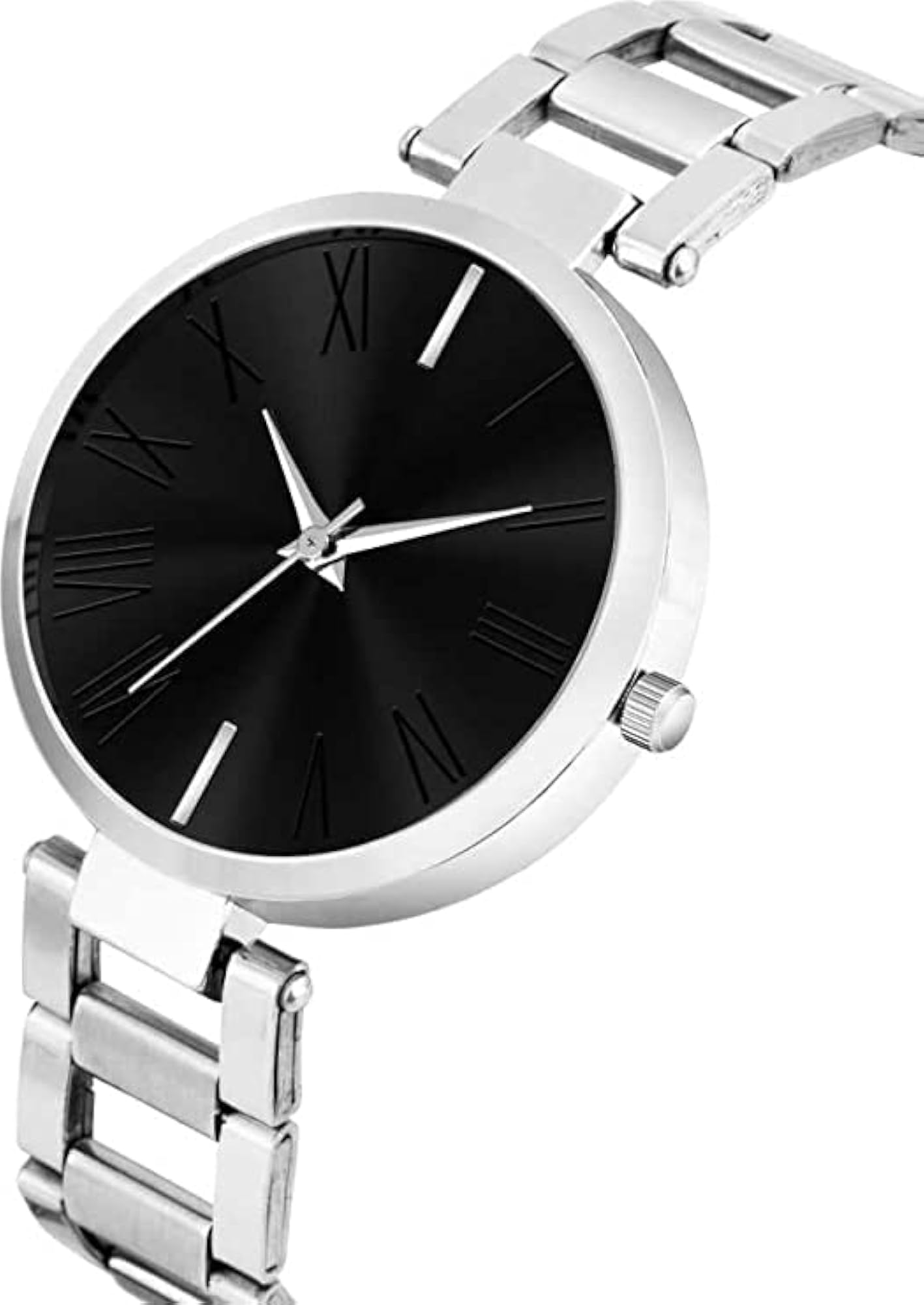 Luxury Women's Black Round Dial Analogue Strap Watch