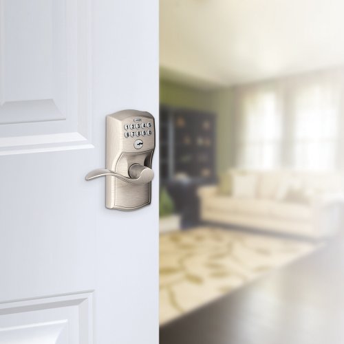 Schlage Satin Nickel Fe595Vcam619Acc Camelot Keypad Entry With Flex-Lock And Accent Levers #TOP2
