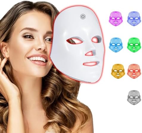 LED Face Mask Ergonomic LED Light Therapy for Face Blue LED Light...