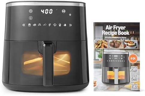Amazon Basics 6-Quart Digital Air Fryer with Easy View Window, 8 ...