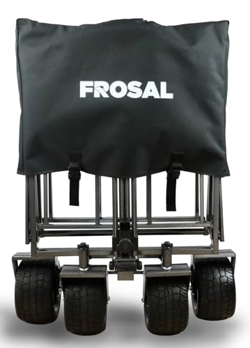 FROSAL Bollerwagen faltbar Alex in schwarz/grau Kinder Strandwagen klappbar Handwagen für Strand, Wald & Wiese – Bild 7