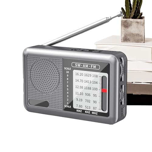 Radio Portátil De Onda Corta,Radio Portátil Am Fm | Radio meteorológica recargable portátil Fm Radio de onda corta | Radio del transistor del conector del auricular del equipo de audio de la gran rece