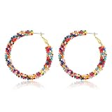 Mehrfarbig Handgefertigte Boho Perlen Creolen Für Damen Auffällige Bohemian Ethno Ohrringe, Leicht Zu Tragender Schmuck Ideal Für Feiertagspartys Und Den Alltag