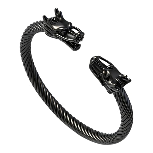 Pulsera Abierta Dragón para Hombre en Acero Inoxidable miniatura 1