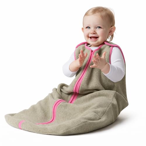 Image of Baby Deedee Sleep Nest Fleece - Fleece Sleep Sack 1.2 TOG 18-36M Hot Pink | Patented shoulder snaps and full-length zipper support easy dressing and diaper changes for cooler routines