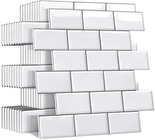 Yoillione Upgrade Thicker Peel and Stick Wall Tiles Backsplash for Kitchen and Bathroom, Metro Subway Tiles Self Adhesive Tile Stickers 3D Stick on Splashback White, 10 Sheets
