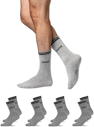 Snocks Retro Socken aus Bio-Baumwolle, 4 Paar | Lifestyle Socken im Streifen Design, lange Tennissocken Damen & Herren, hohe Sportsocken, Gr. 35-50