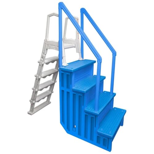 Escalera para piscina con peldaños antideslizantes azul miniatura 1